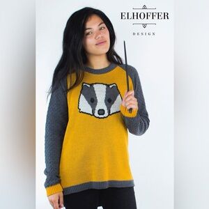 Elhoffer Design Retired Hufflepuff Badger Sweater. Size L